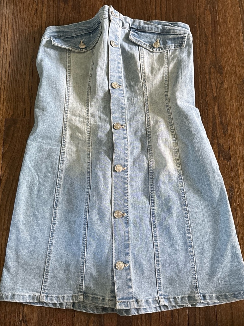 Love Tree Light Blue Strapless Denim Dress